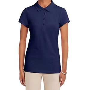 IZOD Junior Women Short Sleeve Uniform Polo Shirt Size XL Navy Blue